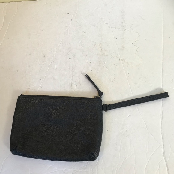 ECCO NEW Pebble Leather Wristlet Clutch Bag Zipper Pocket Black Purse Handbag - Picture 2 of 11
